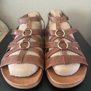 Dansko Jolene Brown Leather Gladiator Sandals Size 38/ US 8